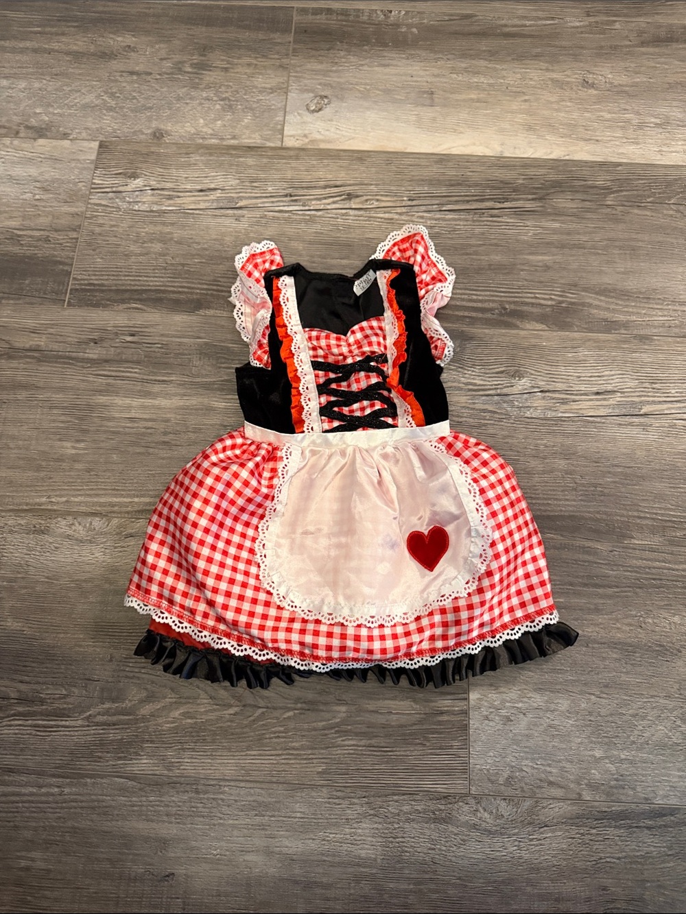 Spirit Halloween Red Gingham Heart Apron Kids Costume Dress